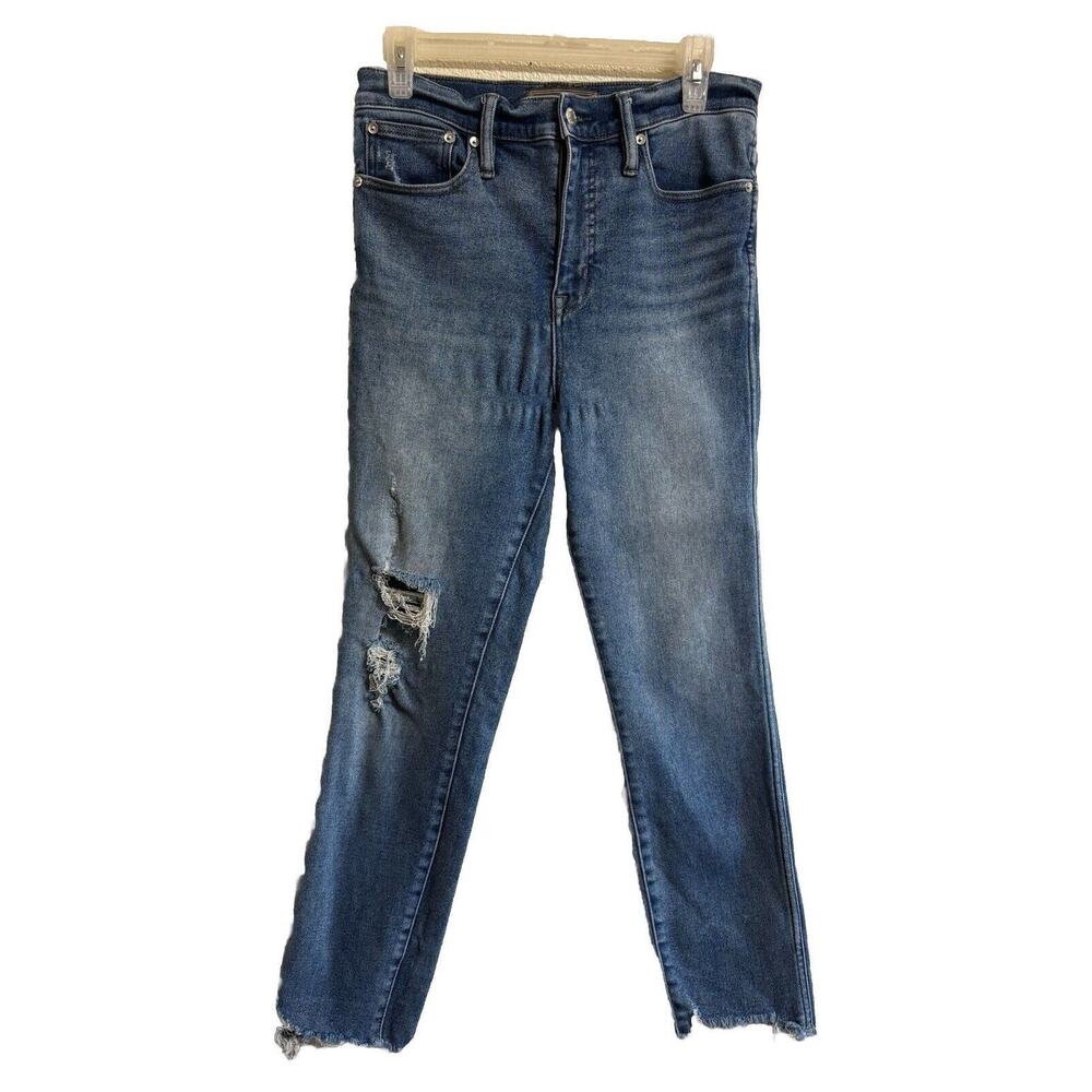 J. Crew Point Sur Jeans Medium Wash High Rise Distressed Raw Hem Women’s Size 29